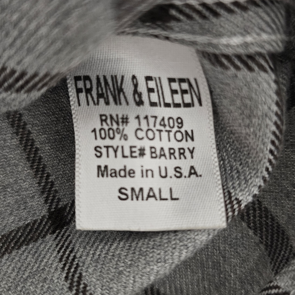 Frank & Eileen Barry Gray Plaid Cotton Button Down Shirt Small Made in USA - Picture 7 of 8